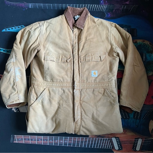 Carhartt Other - Vintage 80s Carhartt Tan Slightly Distressed Coverals W/Corduroy Collar 46 Short
